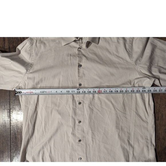 Calvin Klein Mens Dress Shirt Taupe 18 1/2 36/37 Slim Tall Stretch Non-Iron. - Picture 10 of 16